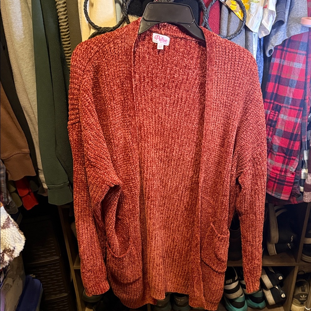 Pulse Women's Warm Rust Open Cardigan